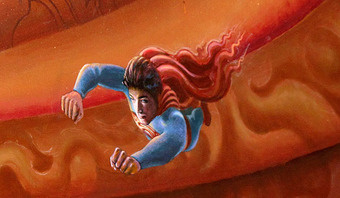 Illustration for article titled A Buddhist temple adorned with paintings of Superman, Neo, and other scifi heroes